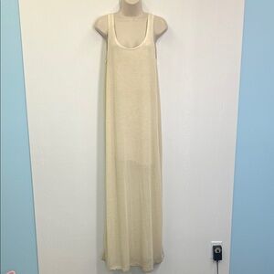 Farm Rio - Cream Ribbed Lightweight Lined Sleeveless Maxi Dress Size Medium
